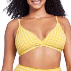 Kona Sol Yellow Gingham Bikini Swim Top D / DD